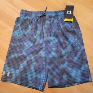 Under Armour Boy's Blue and Gray Swim Trunks Youth Size Large NWT
